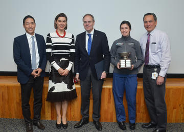 Katie receiving her award